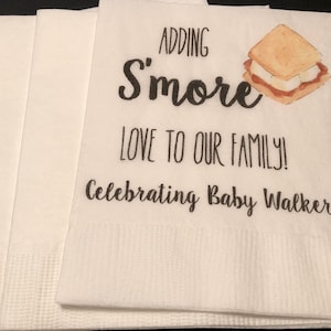 Personalized Smore Love Baby Shower Cocktail, Luncheon or Dinner Napkins Set of 25