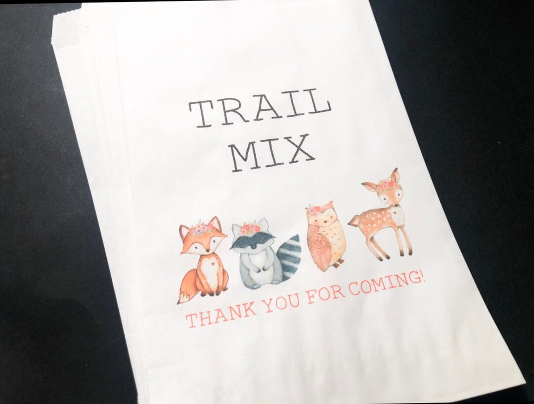 Girl Woodland Trail Mix Baby Shower Birthday Party Adventure Wild One
