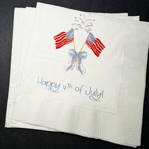 Fourth of July Party Decor American Flag Patriotic Red White Blue Party Independence Day Party Cocktail, Lunch or Dinner Napkins, Set of 25 image 1
