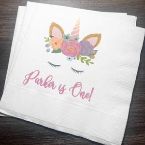 Unicorn Birthday Magical Unicorn Theme Birthday Cocktail, Luncheon or Dinner Napkins Set of 25