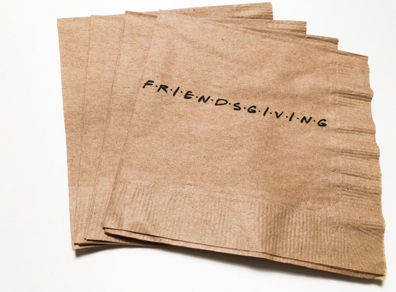 Friendsgiving Thanksgiving Kraft Cocktail Napkins Set of 25 Etsy