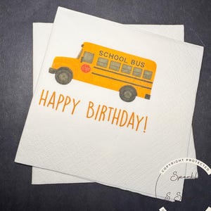 Bus Birthday Yellow Bus theme Wheels Bus Toddler 2nd Birthday Two Bus Birthday Party Cocktail, Luncheon or Dinner Napkins Set of 25