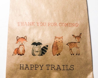 Happy Trails Woodland Baby Shower It's Been Wild Birthday Adventure Wild One Trail Mix Kraft Favor Bags, Set of 10