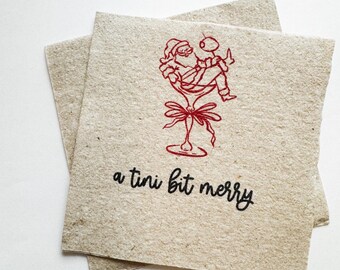 Tini Bit Merry Santa Martini Christmas Party Jingle & Mingle Friendsmas Holiday Cocktail Party Kraft Cocktail or Dinner Napkins Set of 25