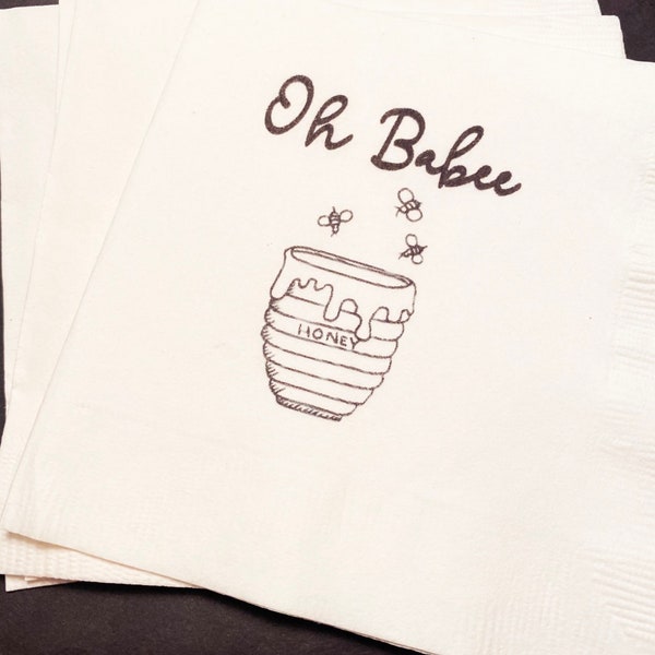 Oh Babee Bee Baby Shower Honey Themed Baby Shower Cocktail, Luncheon or Dinner Napkins Set of 25