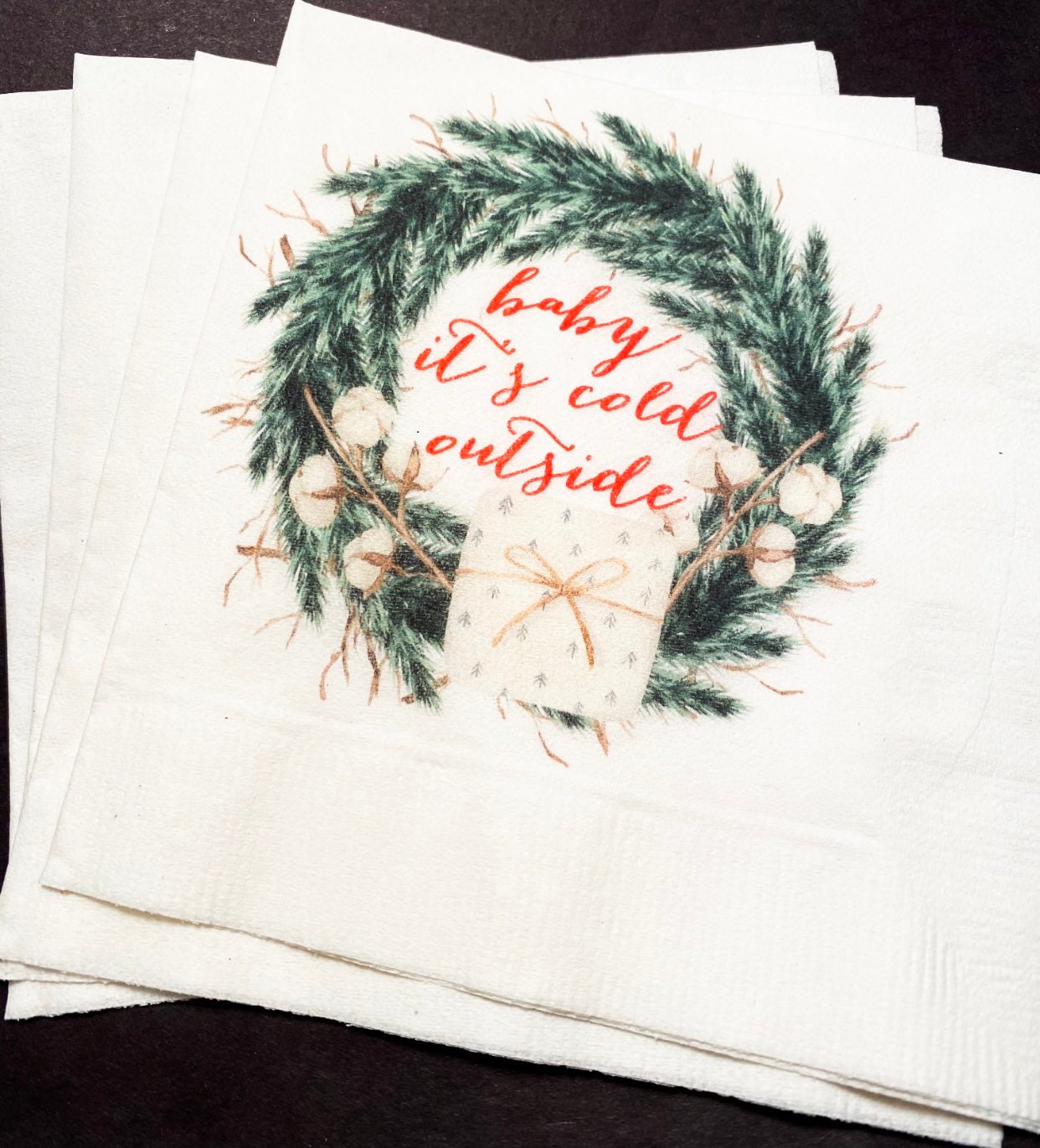 Baby Its Cold Outside Baby Shower Winter Christmas December Baby Shower Birthday Cocktail Luncheon or Dinner Napkins Set of