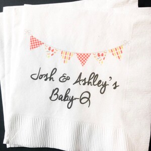 Baby-Q Baby Barbecue Baby Shower Gender Reveal Summer Cookout Personalized Cocktail, Luncheon or Dinner Napkins Set of 25