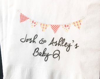 Baby Barbeque Napkins Baby Shower Baby-Q Napkins Baby BBQ Table Decor Personalized Napkins