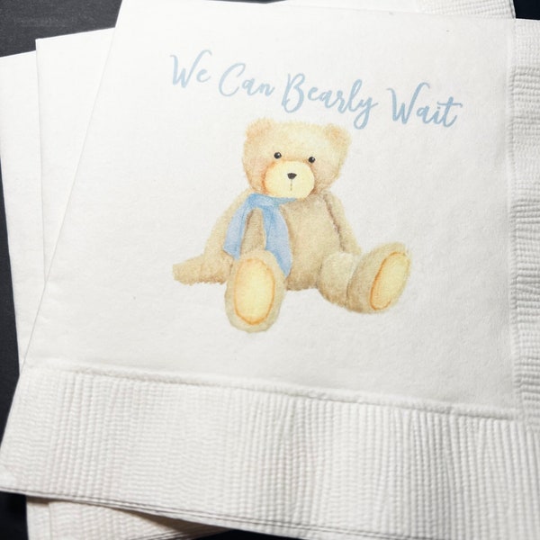 Teddy Bear Baby Shower We can Bearly Wait Shower Fall Baby Shower Cocktail, Luncheon or Dinner Napkins Set of 25