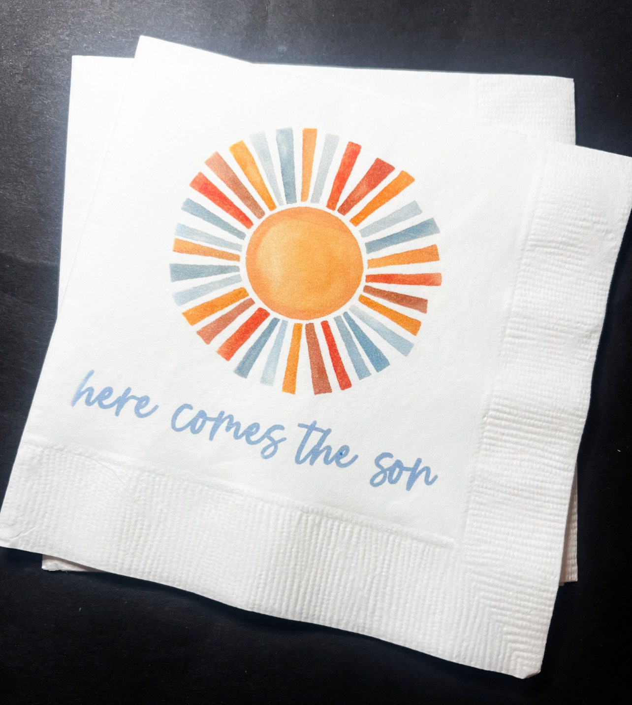 Here Comes the Son Baby Shower Sonshine You Are My Sunshine Boy Baby Shower Cocktail Luncheon or Dinner Napkins Set of 25