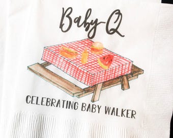 Baby Barbeque Napkins Baby Shower Baby-Q Napkins Baby BBQ Table Decor Personalized Napkins