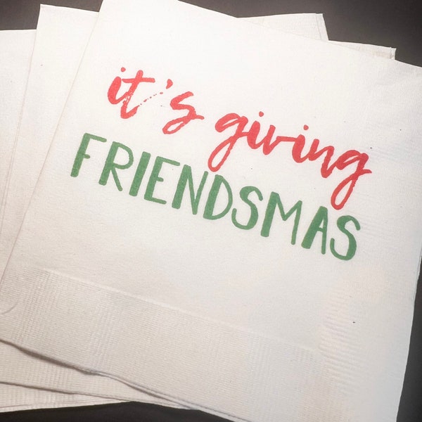 Friendsmas Christmas Party Very Merry Friendsmas Funny Christmas Cocktail, Luncheon or Dinner Napkins Set of 25