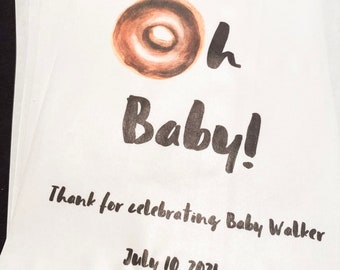Oh Baby Donut Baby Shower Personalized Favor Bags, Set of 10