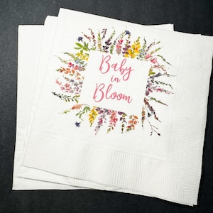 Baby in Bloom Spring Summer Baby Shower Wildflower Cocktail, Luncheon or Dinner Napkins Set of 25
