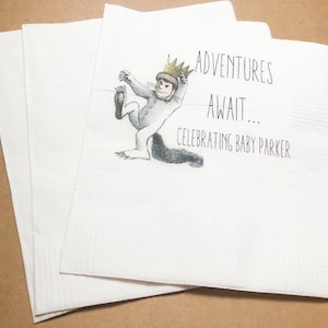 Where the Wild Things Are Wild Things Adventure Awaits Wild One Max Personalized Baby Shower Cocktail, Luncheon or Dinner Napkins Set of 25