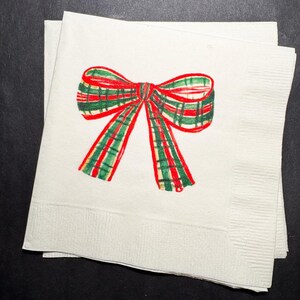 Red Bow Christmas Birthday Christmas Pink Red December Birthday Red Bow Baby Shower Cocktail, Luncheon or Dinner Napkins Set of 25