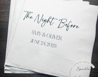 The Night Before Rehearsal Dinner Personalized Wedding Napkins Spring Summer Rehearsal Personalized Cocktail or Luncheon Napkins, Set of 25