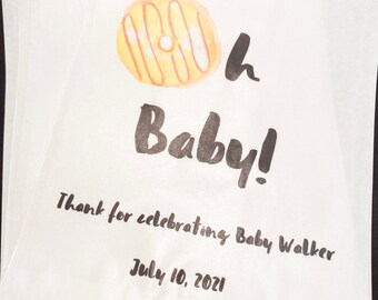 Oh Baby Donut Baby Shower Personalized Favor Bags, Set of 10