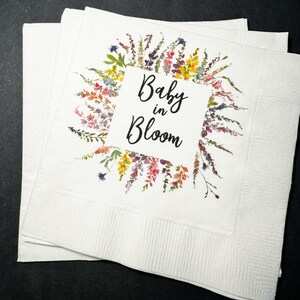 Baby in Bloom Spring Summer Baby Shower Wildflower Cocktail, Luncheon or Dinner Napkins Set of 25