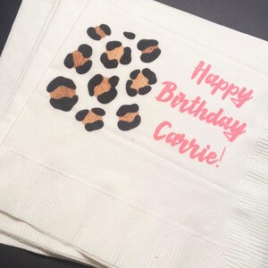 Leopard Birthday Wild One Wild Child Animal Print Party Personalized Cocktail, Luncheon or Dinner Napkins Set of 25