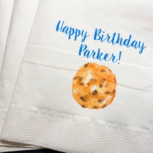 Cookie Birthday Party  Cookie Theme Birthday Personalized Cocktail, Luncheon or Dinner Napkins Set of 25