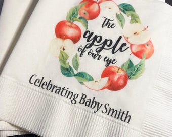 Apple of our Eye Baby Shower Apple Fall Baby Shower Apple Personalized Cocktail, Luncheon or Dinner Napkins Set of 25