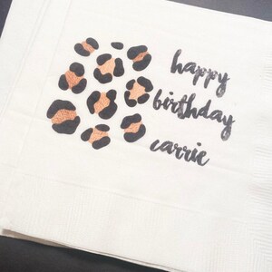 Leopard Birthday Wild One Wild Child Animal Print Party Personalized Cocktail, Luncheon or Dinner Napkins Set of 25