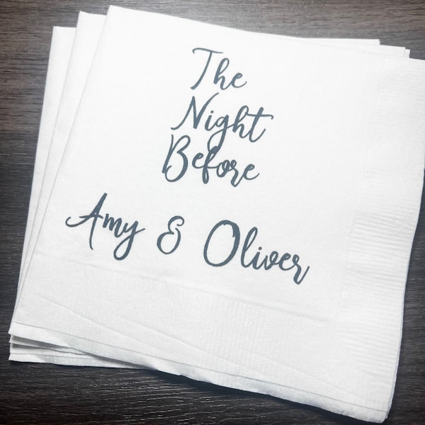 The Night Before Rehearsal Dinner Personalized Wedding Napkins Spring Summer Rehearsal Personalized Cocktail or Luncheon Napkins, Set of 25