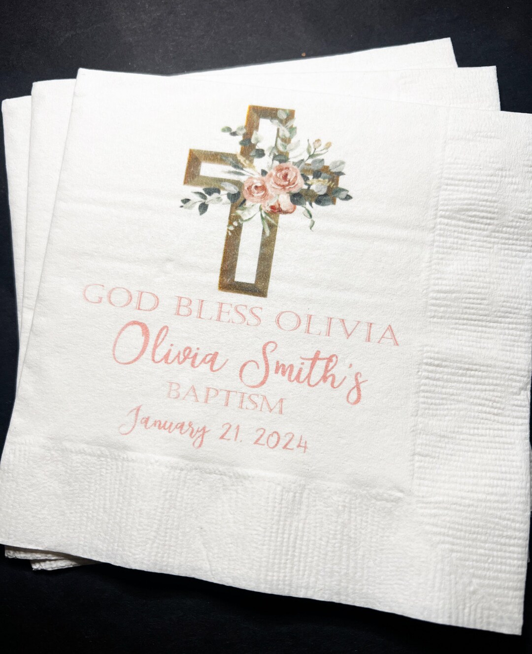 Baptism Christening God Bless Celebration Christening Dedication Personalized Cocktail, Luncheon