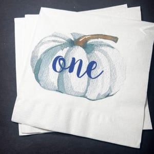 Pumpkin First Birthday Happy Birthday Lil&#39; Pumpkin Fall First Birthday Cocktail, Luncheon or Dinner Napkins Set of 25