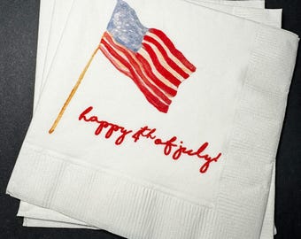 Fourth of July Party Decor American Flag Patriotic Red White Blue Party Independence Day Party Cocktail, Lunch or Dinner Napkins, Set of 25