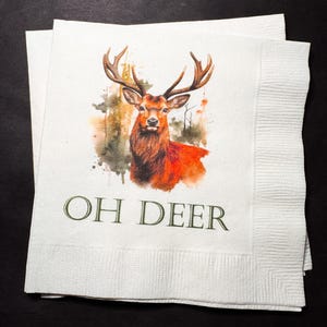 Deer First Hunt The Big One Oh Deer Boy Birthday Baby Shower Fall Baby Shower Cocktail, Luncheon or Dinner Napkins Set of 25