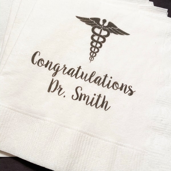 Medical School Doctor Med Graduation Personalized Cocktail Napkins, Set of 25