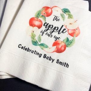 Apple of our Eye Baby Shower Apple Fall Baby Shower Apple Personalized Cocktail, Luncheon or Dinner Napkins Set of 25
