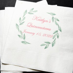 Quinceañera 15th Birthday Mis Quince Anos Personalized Cocktail or Luncheon Napkins, Set of 25