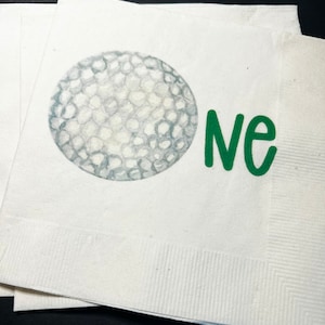 Golf 1st Birthday Party Hole in One Let’s ParTEE Golf theme birthday Cocktail, Luncheon or Dinner Napkins Set of 25
