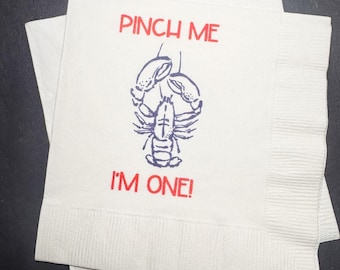 Pinch Me I'm One Crawfish Birthday Crawfish Boil Summer Birthday Lobster Party Crawfish Bday Cocktail or Luncheon Napkins, Set of 25