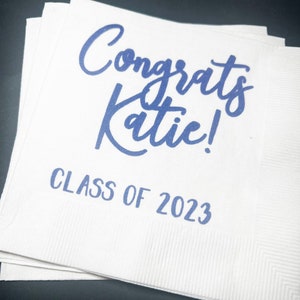 Graduation Party Class of 2024 Graduate Personalized Cocktail, Luncheon or Dinner Napkins Set of 25