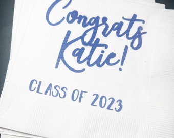 Graduation Party Class of 2024 Graduate Personalized Cocktail, Luncheon or Dinner Napkins Set of 25