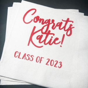 Graduation Party Class of 2023 Graduate Personalized Cocktail, Luncheon or Dinner Napkins Set of 25