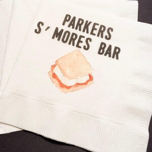Smores Bar Fall Birthday Party Personalized Cocktail, Luncheon or Dinner Napkins Set of 25