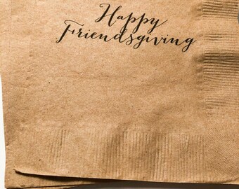 Friendsgiving Thanksgiving Kraft Cocktail Napkins, Set of 25