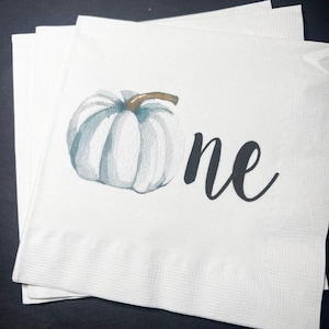 Pumpkin First Birthday Happy Birthday Lil&#39; Pumpkin Fall First Birthday Cocktail, Luncheon or Dinner Napkins Set of 25