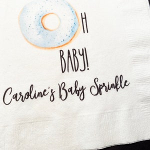 Donut Oh Baby Boy Baby Sprinkle Baby Shower Brunch Personalized Gender Reveal Cocktail, Luncheon or Dinner Napkins Set of 25