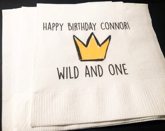 Where the Wild Things Are Wild Things  Personalized King of All Wild Things Birthday Party Cocktail, Luncheon or Dinner Napkins Set of 25