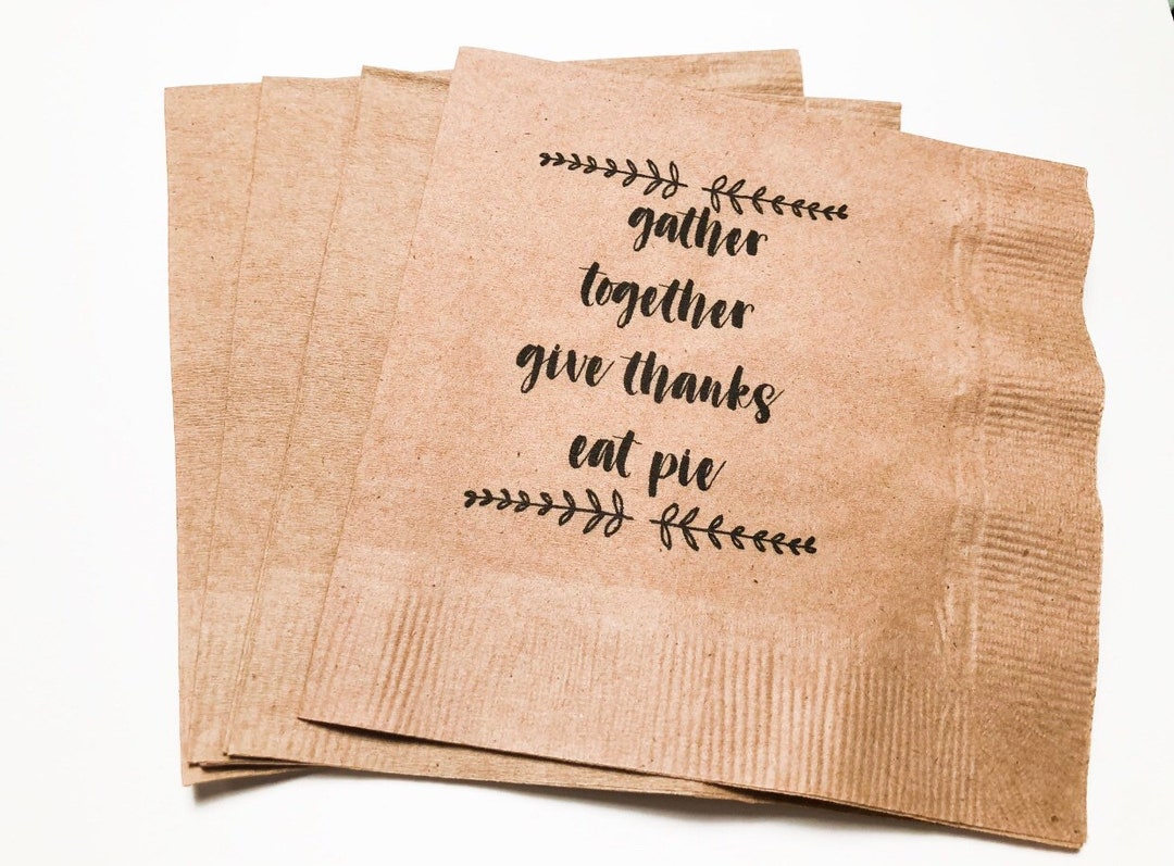 Thanksgiving Gather Together Kraft Cocktail Napkins Set of 25 Etsy