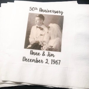 50th Anniversary Wedding Picture Personalized  Anniversary Party Cocktail, Luncheon or Dinner Napkins Set of 25