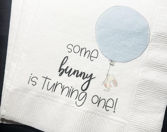Some Bunny is One First Birthday Party Bunny 1st Birthday Spring Easter Birthday Cocktail Luncheon or Dinner Napkins, Set of 25