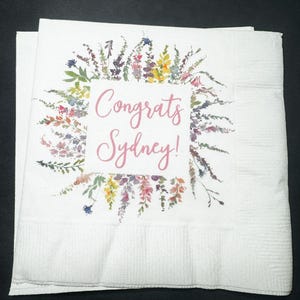 Graduation Party Spring Floral Graduation Party 2024 Congrats Party Personalized Cocktail, Luncheon or Dinner Napkins Set of 25