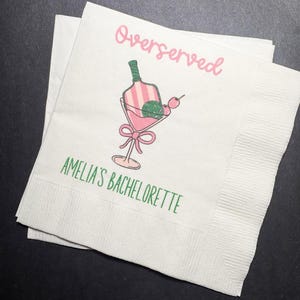 Pickleball Bachelorette Dinks and Drinks Pickleball Bachelorette Overserved Personalized Cocktail, Luncheon or Dinner Napkins Set of 25